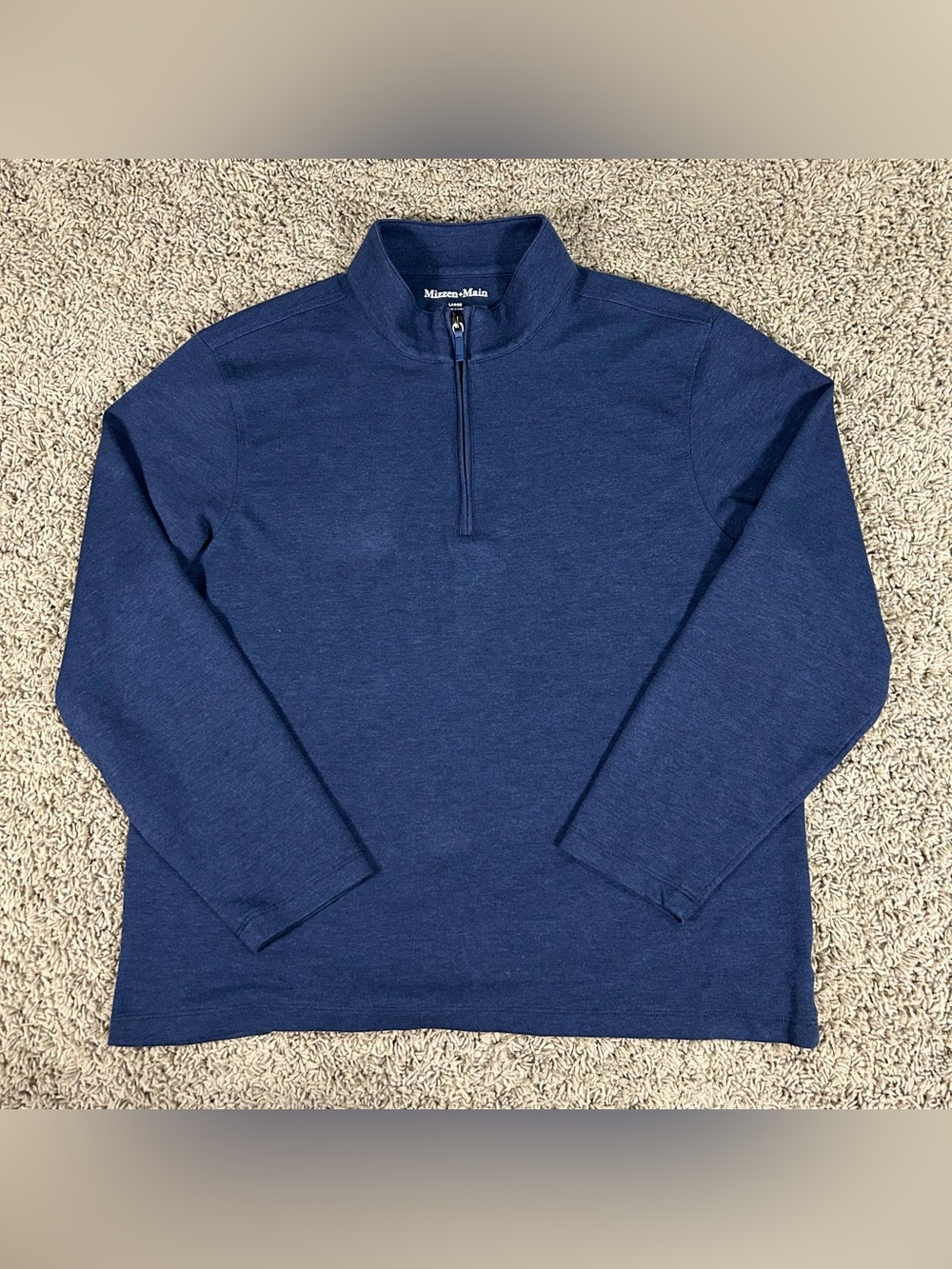 Mizzen Main Sweater Mens Large Slate Blue Quarter Zip Stanton Pullover Jumper